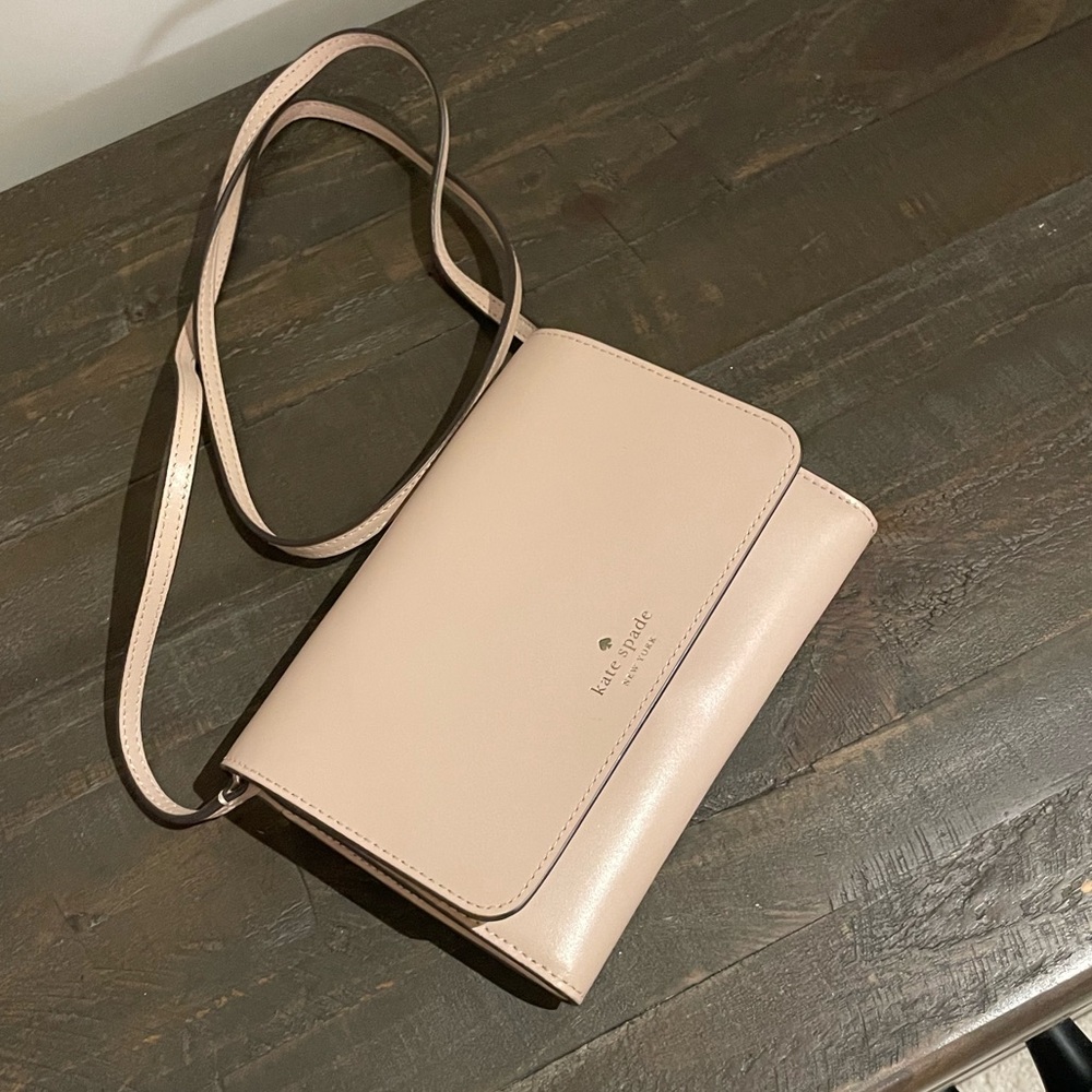 Kate Spade nude crossbody clutch